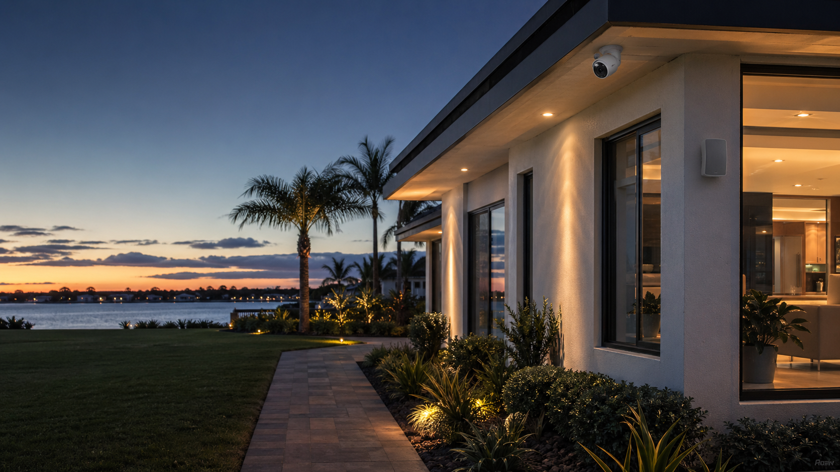 Modern home with professional camera installation